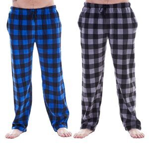 Keanu Mens Buffalo Check Lounge Pants (Pack of 2) / Blue/Gray